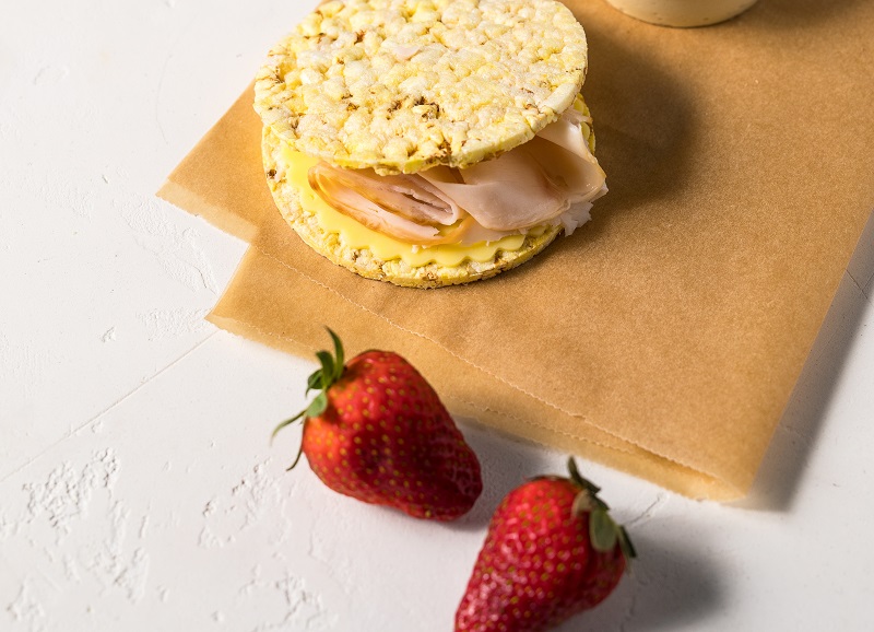 Turkey & cheese on CORN THINS slices for lunch