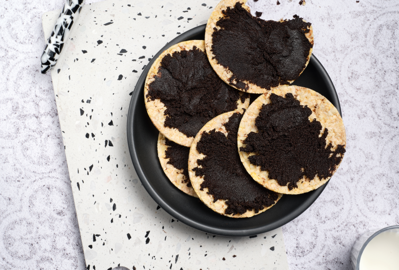 Oreo butter on Corn Thins slices