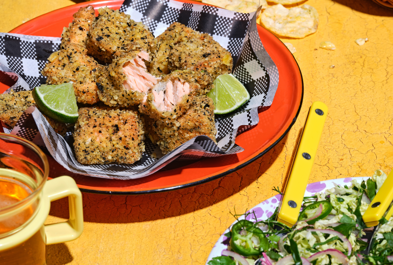 Corn Thins Minis and nori salmon nuggets