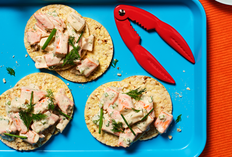 Crab salad with Corn Thins slices