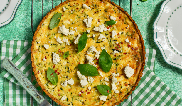 Zucchini, lemon & basil quiche made with Corn Thins slices