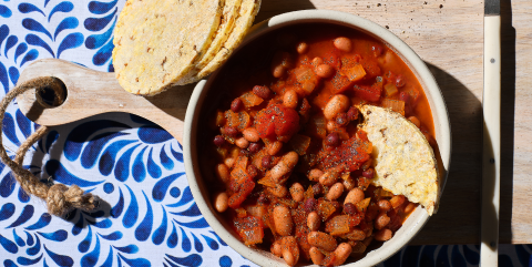 One Pot Beans with Corn Thins Slices